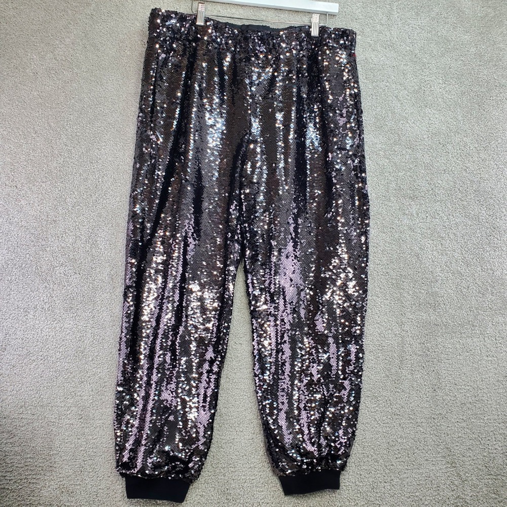 LOFT Black & Purple Sequin Jogger Pants